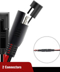 Heavy Duty 2 Pack SAE Extension Cable 12 Foot 16AWG Wiring Harness connectors with quick disconnect plugs for motorcycles and RVs.