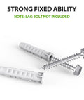 Concrete Wall Anchors For TV Wall Mount Installation Suitable For Concrete Or Brick Walls Durable Plastic Anchor Bolts 10x50mm White 6 Pack With Two Way Expansion For Increased Holding Power showing plastic anchors and screws