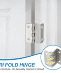 Dope Three Fold Vintage Hinge Set For Cabinets And Chests Semi Concealed Half Surface Hinges in use on a white door, showing 270° swing.