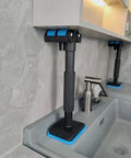 Heavy Duty Furniture Lifters With Smooth Glide Rollers, Adjustable Height Brackets For Hassle Free Cabinet And Kitchen Setup, Pro Labor Saving Tool That Moves Heavy Loads Without The Sweat mounted under a kitchen cabinet.