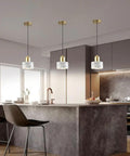Straight Up Stylish Nordic Modern Marble And Stainless Steel Pendant Ceiling Light With E27 Bulb Socket Single Head Hanging Lamp in kitchen