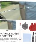 DIY Auto Glass Repair Kit For Windshield Cracks And Chips Complete Windshield Scratch Remover displayed with tools and instructions