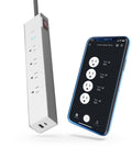 Wi Fi Smart Surge Protector Power Strip Featuring Four Independently Controlled Grounded Outlets Quick Charge Usb Ports Plugging In Is A Breeze Compatible With Alexa And Google Home Fully Adjustable Gray with a smartphone app.
