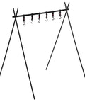 Portable Aluminum Camping Storage Hook Rack With Six Hooks Foldable Tripod Design for Mountaineering and BBQ Tools