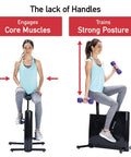 Woman demonstrating Felicity Compact Under Desk Exercise Bike With 8 Level Magnetic Resistance Foldable Space Saver for posture