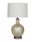 Glass Table Lamp With Drum Shade In Champagne Finish, 17 By 17 By 27 Inches, Traditional Accent Lighting For Living Room Or Bedroom