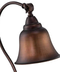 Gianna Table Lamp In Antique Copper Finish With Classic Curved Arm And Bell Shade 21 Inch Tall Desk Light E27 CFL Compatible 7 Inch Shade Base Retro Vibe Accent For Living Room Or Bedroom, close-up of bell shade.