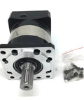 Nema 23 Planetary Gear Reducer And Worm Gearbox for 200 Watt 400 Watt Servo Motors with 6.35mm Input Shaft and mounting hardware.
