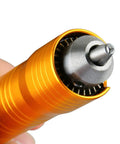 Close-up of Badass 780W Flexible Shaft Hanging Grinder With Integrated Foot Pedal 25000 RPM Variable Speed metal chuck.