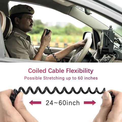 Beefy Handheld Ham Radio Microphone With IP54 Waterproof Rugged Speaker Mic coiled cable stretched in car use