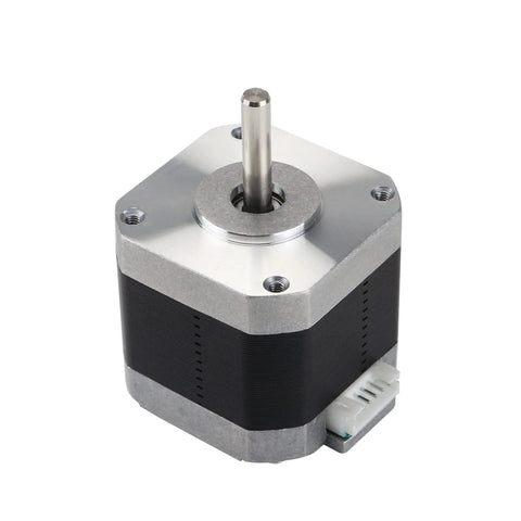 NEMA 17 stepper motor with silver top and black housing, 4-pin connector for 3D printers