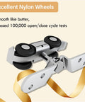 Nylon wheels for 8 Foot Sliding Barn Door Hardware Kit With Low Clearance Aluminum Box Rail, smooth operation mechanism