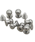 Top Shelf Built Tough Solid Brass Button Studs And Chicago Screws Includes 12 Sets Of 6Mm Round Head Leather Rivets Killer For Belt Wallet Repairs And Custom Crafts Shiny Silver Hardware Kit with shiny silver hardware studs.
