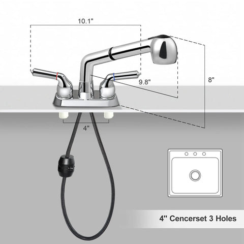 Genuine Utility Sink Faucet Featuring A Breezy Pull Out Sprayer Finished In Brushed Nickel with dimensions 10.1" height, 4" center set.