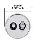 Top view of Beefy 45 MFD Run Start Capacitor For AC Units Fans And Pool Pumps 370 440 450 VAC CBB65 Round Canister