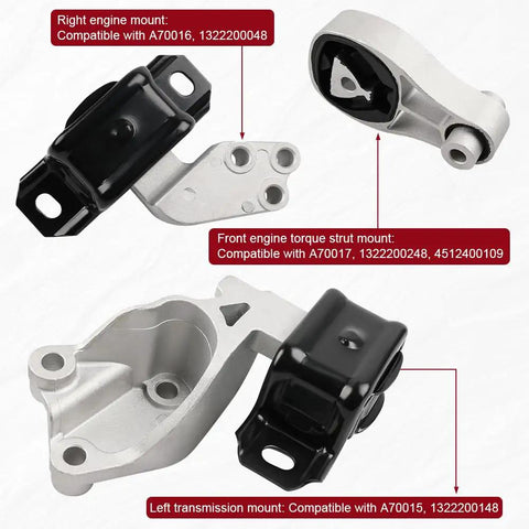 No Hassle Plug And Play Heavy Duty Engine Motor Transmission Mount Kit Fits Smart Fortwo L3 1.0L Evo detailed components view