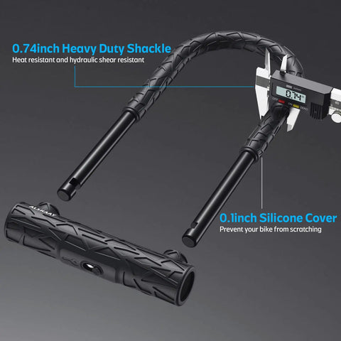 Beefed Up Heavy Duty Bike U Lock With 12 Ton Shear Strength 20mm U Shape Anti Theft Silicone Covered Lock Keyhole With Sliding Cover