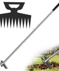 2-In-1 Weed Puller And Rake Tool For Weeding Dandelions And Grass, Back-Saving Handy Hand Tiller And Uprooter With Durable One-Piece Design