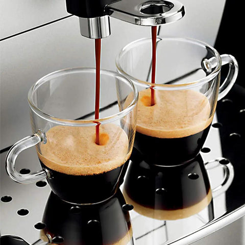 Badass Automatic Espresso Machine Bean To Cup Coffee Maker With Sick Silent Grinder And Detachable Water Tank Ideal For Office Home Crew Who Dig Killer Cappuccinos Daily brewing two cups of espresso.