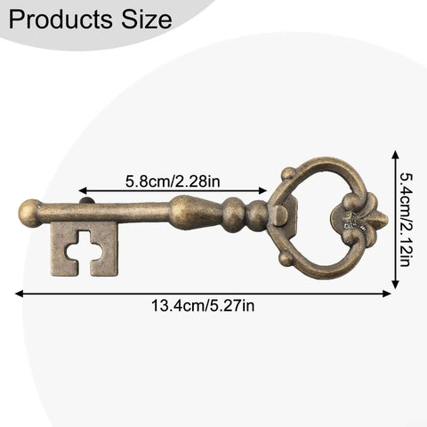 Key Shape Cabinet Pull Handle in Zinc Alloy with Bronze Finish for Drawers and Doors, 13.4 x 5.4 cm, Old School Style