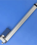 Built Rock Solid 500 Mm 24V Electric Linear Actuator Heavy Duty Push Rod Motor mounted against blue background.