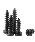 Self Tapping Wood Screw Set Black Mini Cross Head Pan Screws For DIY Quick Fixes On Small Wood Projects And Eyewear Repairs Sizes M1 To M4 10 To 50 Pcs Deep Threads With Strong Hold Dope Pick. Close-up view of screws with deep threads and pan head.