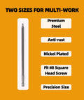Close-up of Kickass Pocket Hole Screw Driver Bit Set with premium steel, nickel plated, anti-rust bits for woodworking projects.