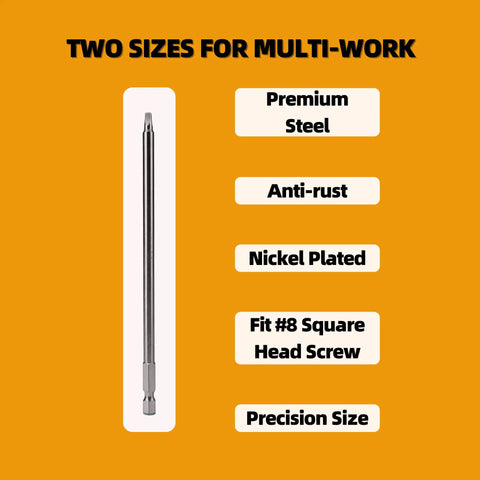 Close-up of Kickass Pocket Hole Screw Driver Bit Set with premium steel, nickel plated, anti-rust bits for woodworking projects.