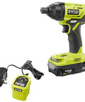 18V Cordless One Quarter Inch Impact Driver Kit With 1800 Inch Pounds Torque And 2800 RPM Includes 1.5 Ah Battery, Charger, And Bit