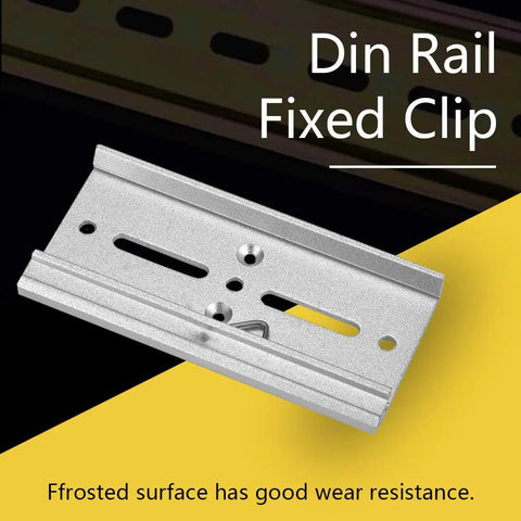 Heavy Duty 35mm Aluminum DIN Rail Fixed Clamp Mounting Clip for Relay Panels, 100mm frosted design, sturdy fastening.