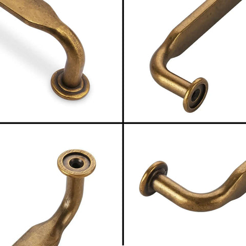 Close-up views of 20 Pack Antique Brass Cabinet Pulls 3 Inch 76mm Kitchen Cabinet Handles, showcasing smooth alloy finish.