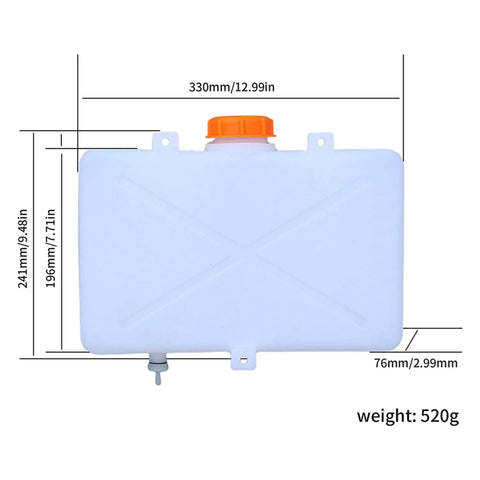 7L Beefed-Up Plastic Gas Fuel Storage Tank With Screw Kit for Boat Car Truck Van Parking Heaters showing dimensions and weight