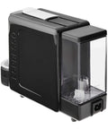 Kickstart Your Daily Grind With This Total Game Changer Black Espresso Machine side view showing sleek design and clear water tank.