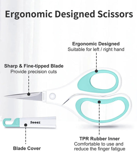 Detail of ergonomic scissors from Six Piece Vinyl Tool Kit For DIY Crafters With Scoring Stylus Weeder With Cap Scissors Tweezers Spatula And Scraper
