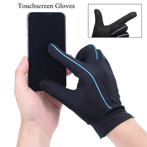 Summer Cooling Driving And Cycling Gloves For Women And Men Full Finger Touchscreen Non Slip Outdoor Sunblock Glove in use with smartphone