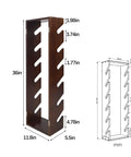 Six Tier Wooden Skateboard Wall Rack Mount 36 Inch Display Stand And Storage Organizer With dimensions and blueprint view
