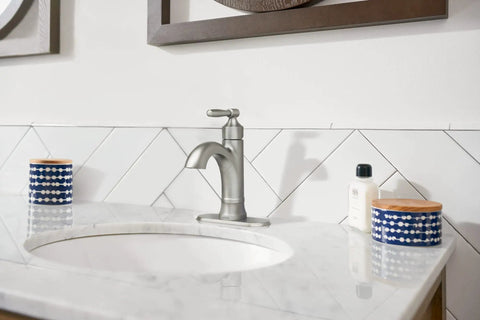 Bathroom sink with Halle Spot Resist Brushed Nickel One Handle Bathroom Sink Faucet With Optional Deck Plate Aerated Water Flow