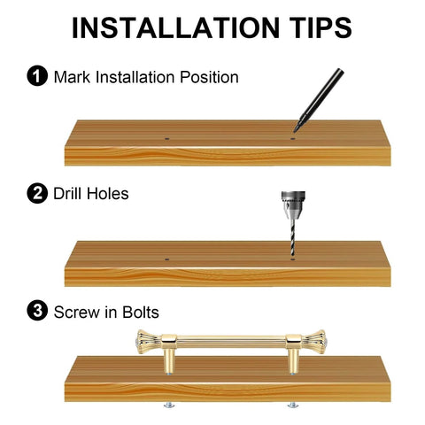 Installation guide for Gold Cabinet Pulls 4 Pack Crystal Dresser Drawer Handles Zinc Alloy 3.78 Inch Center To Center on wooden surface
