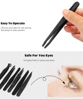 Hand holding a tweezer from the Antistatic Plastic Tweezers Kit For Electronics And Craftwork Handy Precision Black 6 Piece Set Static Safe Pickup