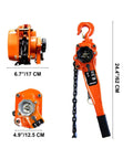 Manual Lever Block Chain Hoist 3 Ton 6000 Lbs Come Along 10 Ft 3 M With Hook dimensions shown in images