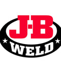 J-B Weld logo with bold red and white lettering on a black oval background