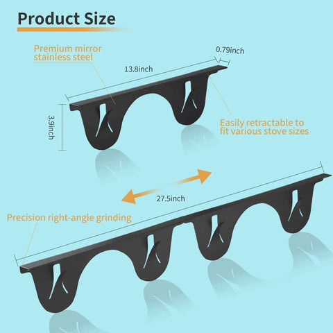 Dimensions of Stove Gap Cover 2 Pack Black Adjustable Stainless Steel Gap Filler For Kitchen Counter Edges