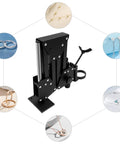 Pro Grade Micro Jewelry Inlaid Stand With 360 Degree Rotating Bracket for diamond setting and engraving, surrounded by jewelry examples.