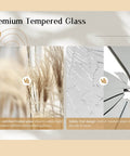 Comparison image of premium tempered glass vs. shatter-resistant glass with focus on safety and privacy features.