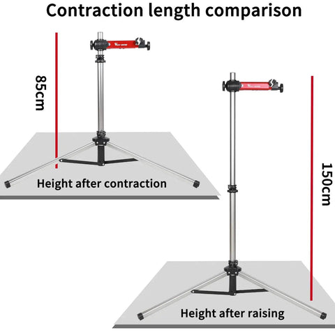 Height comparison of Bike Repair Stand With 360 Degree Swivel Clamp Adjustable Foldable Work Stand Lightweight Aluminum Floor Station