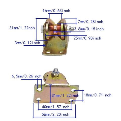 Heavy Duty V Groove Wheels For Sliding Doors Sweet Rolling Casters With Double Bearings Galvanized Finish Iron Brackets dimensions and features