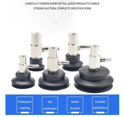High Quality Pat Series One Layer Pneumatic Suction Cup Chuck For Industrial Rubber Manipulator Accessories White Pat-25 Model set of suction cups with silver connectors on black bases