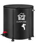 Collapsible 200 Gallon Rain Barrel With Filter Spigot And Overflow Kit Portable Rainwater Collection Water Storage Tank Reinforced Liner And Thickened Legs Black Heavy Duty All Weather showing spigot and legs