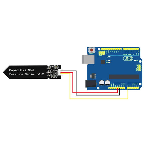 Arduino setup with Capacitive Soil Moisture Sensor for Arduino, Corrosion-Resistant Moisture Detector for Garden Watering and DIY Projects, Accurate Readings, Pack of 2 Units