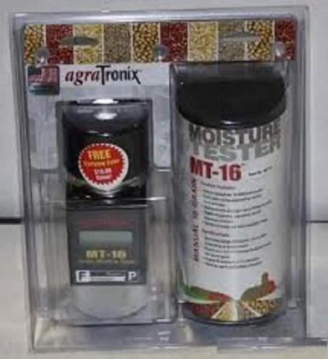 MT 16 Portable Grain Moisture Tester With Digital Meter Display And Backlit Screen For Fast Accurate Moisture Readouts In Wheat Corn Rice Soybeans And More in clear plastic retail package